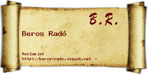 Beros Radó névjegykártya